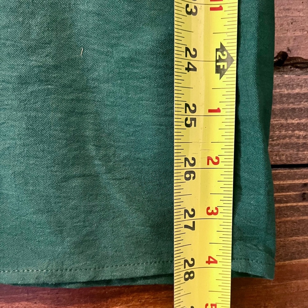 Wide Leg Pants Women L Green Smocked High Waist Palazzo Boho Flowy Office Casual - Picture 6 of 9
